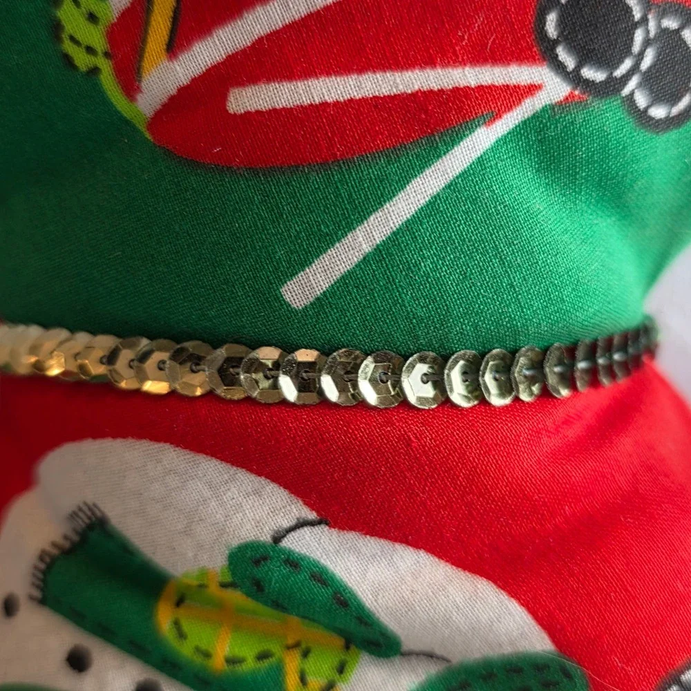 Vintage Handmade Stuffed Fabric Christmas Wreath Sequin Red Green Santa Snowman